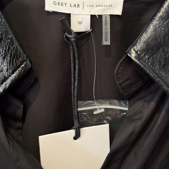 NWT Grey Lab Los Angeles, PU Collared Oversized Shirt - Picture 4 of 7